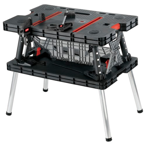 Keter Folding Work Bench with Adjustable Clamps and Portable Design