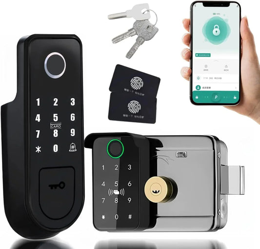 Smart Outdoor Gate Lock with Fingerprint Access & WiFi App Control – Waterproof Design