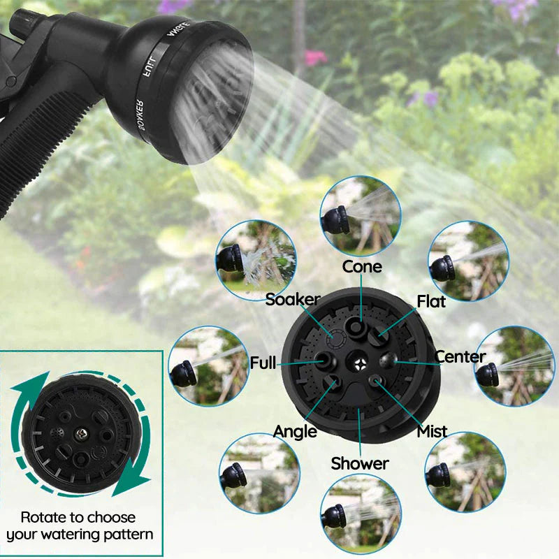 100ft Expandable Garden Water Hose with Spray Nozzle and Durable Construction