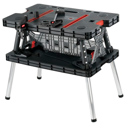 Keter Folding Work Bench with Adjustable Clamps and Portable Design