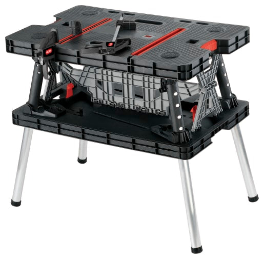 Keter Folding Work Bench with Adjustable Clamps and Portable Design