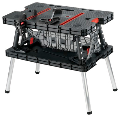 Keter Folding Work Bench with Adjustable Clamps and Portable Design