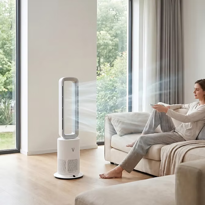 Vortex Air Cleanse Bladeless Air Purifier with Cooling & Heating – White