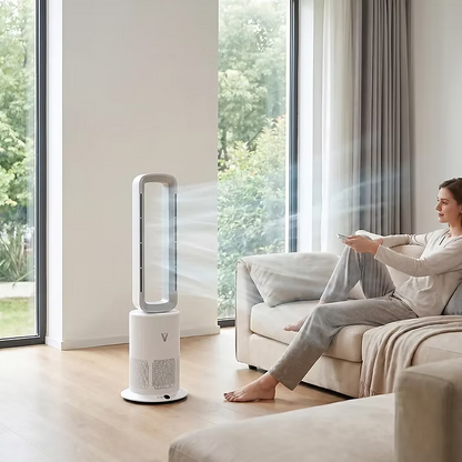 Vortex Air Cleanse Bladeless Air Purifier with Cooling & Heating – White